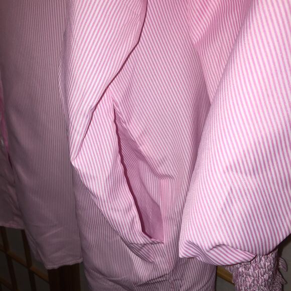 Women's Size 2XL Pink nWhite Pin Striped Polyester Blouse Unbranded NWOT - Picture 3 of 6